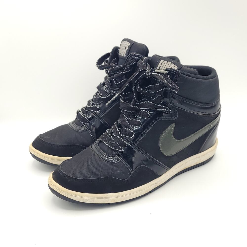 Nike Force Sky High Women's Size 8.5 629746-001 Black Athletic Heel Sneakers